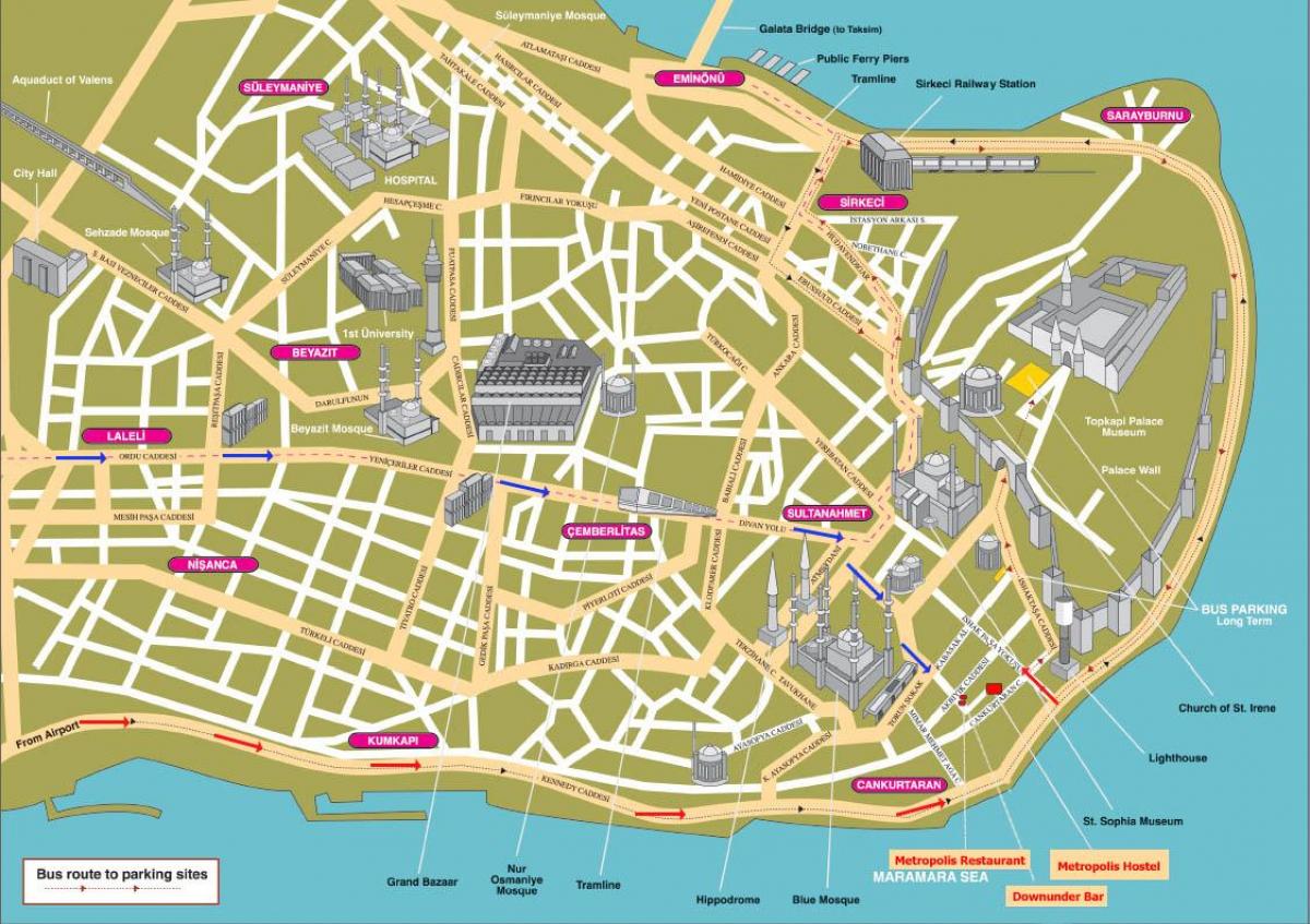 Carte-guide D'Istanbul - Istanbul Points D'intérêt De La Carte (la Turquie)