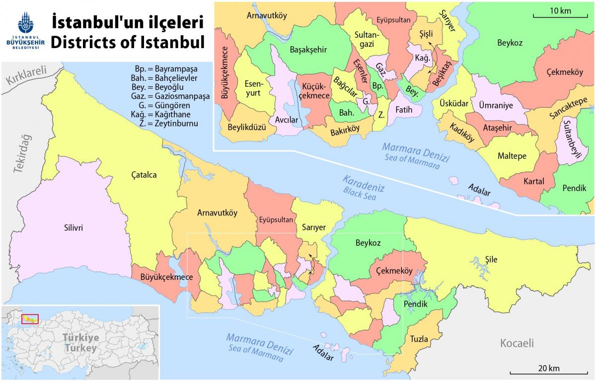 istanbul quartiers de la carte
