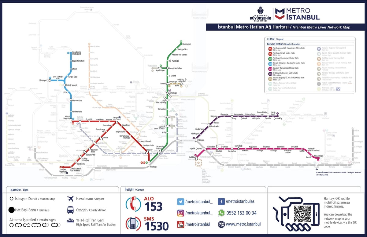 istanbul ligne de métro de la carte