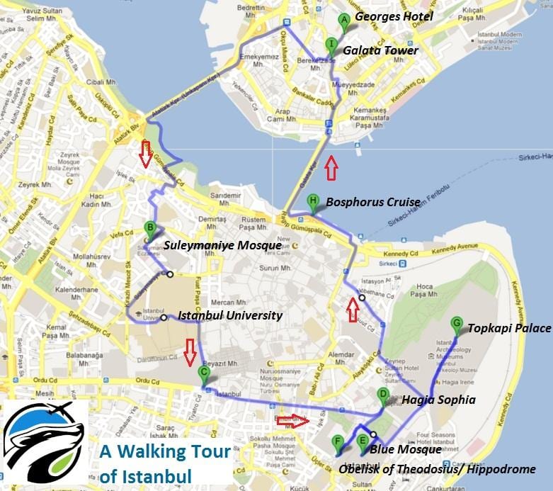 la carte de istanbul, excursion à pied
