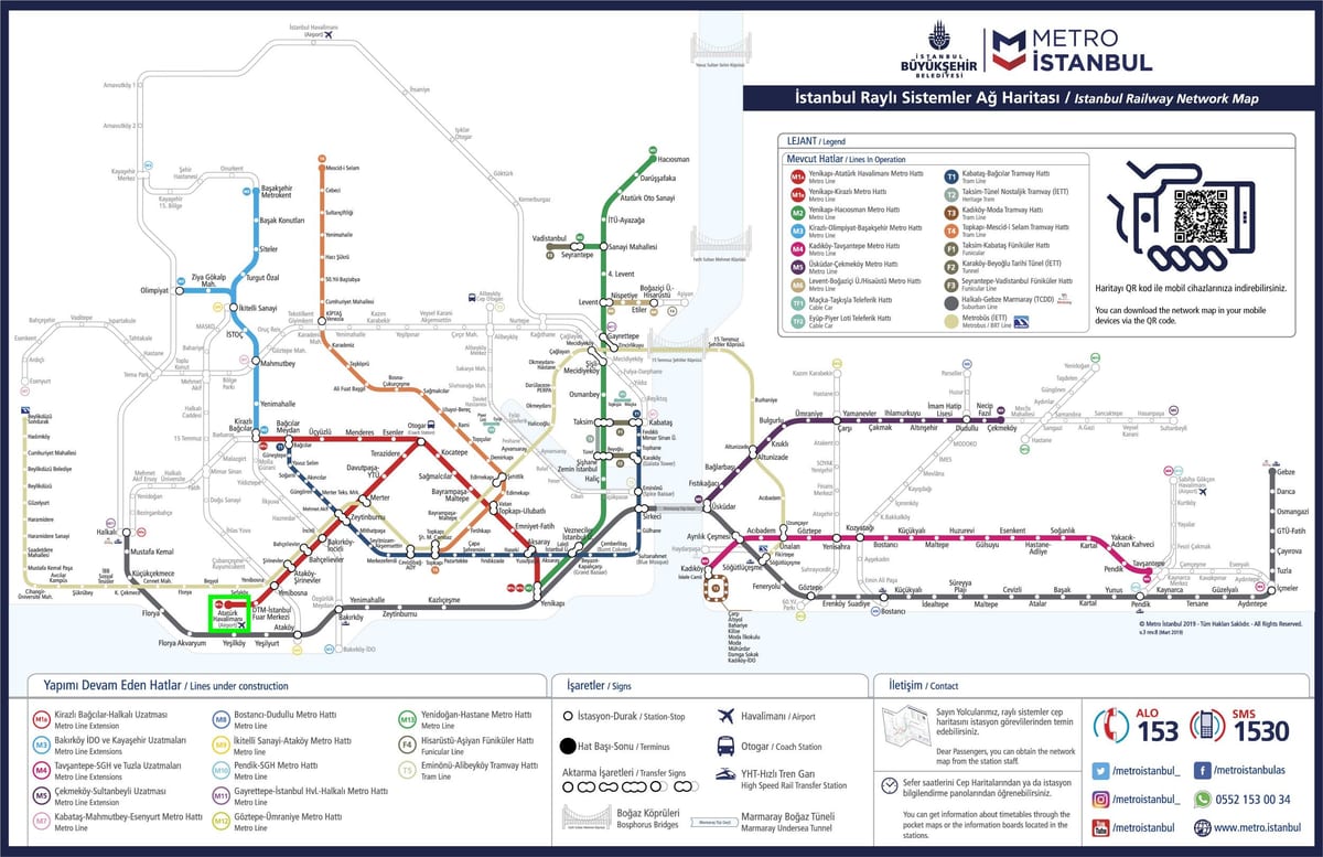 carte de l'aéroport d'atatürk métro