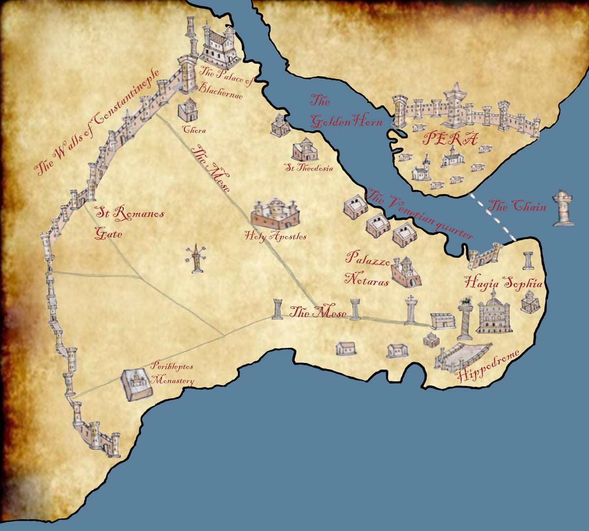 carte de constantinople en 1453