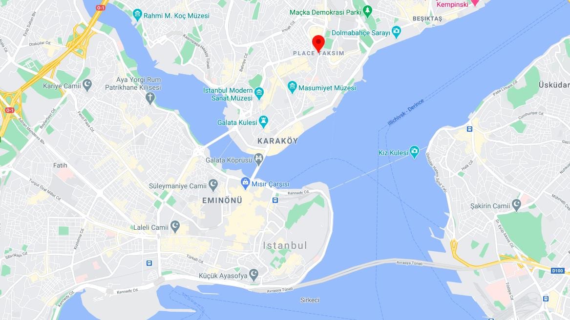 carte de la place taksim d'istanbul