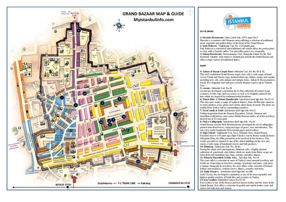 carte de marché aux épices d'istanbul