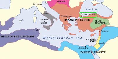 Constantinople sur une carte de l'europe